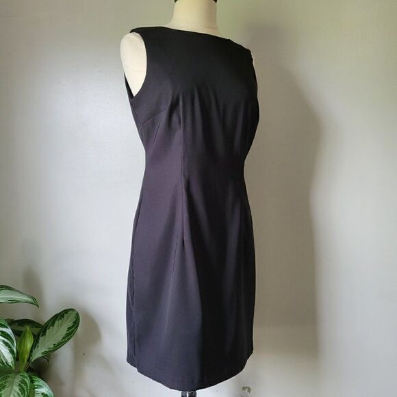 WORN ONCE AGB BLACK SABRINA NECK SHIFT DRESS AUDREY HEPBURN STYLE SZ 12 / L - Picture 13 of 15